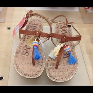 Sam & Libby cork bottom flats with tassels